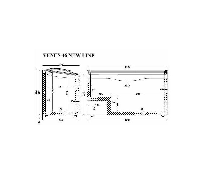 Морозильный ларь 434л Crystal VENUS NL 46 с гнутым раздвижным стеклом