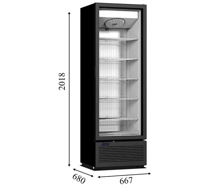 Морозильна шафа 420 л зі скляними дверима Crystal CRFV 500 black