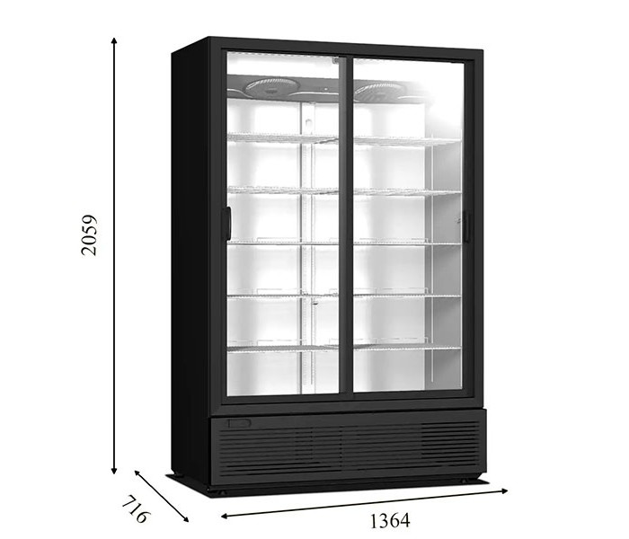Холодильный шкаф 1129 л с двумя дверьми Crystal CRS 1200 black
