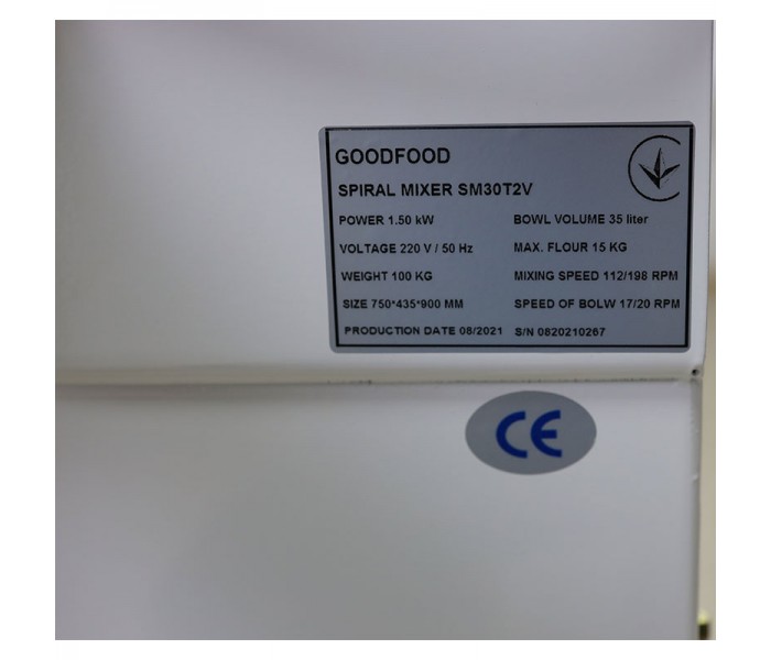 Спиральный тестомес GoodFood SM30T2V380
