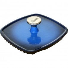 Вантаж прес для смаження чавунний з емаль. покриттям синього кольору рифлений, розмір: 200х200мм Lodge ECPP33