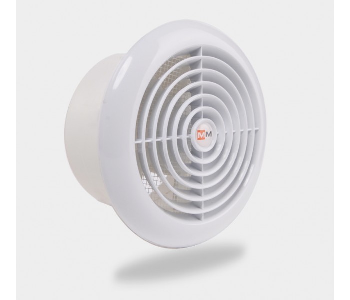 Вытяжной вентилятор 150 м.куб. Mmotors MM 120 ультратонкий в ванную белый круглый c клапаном