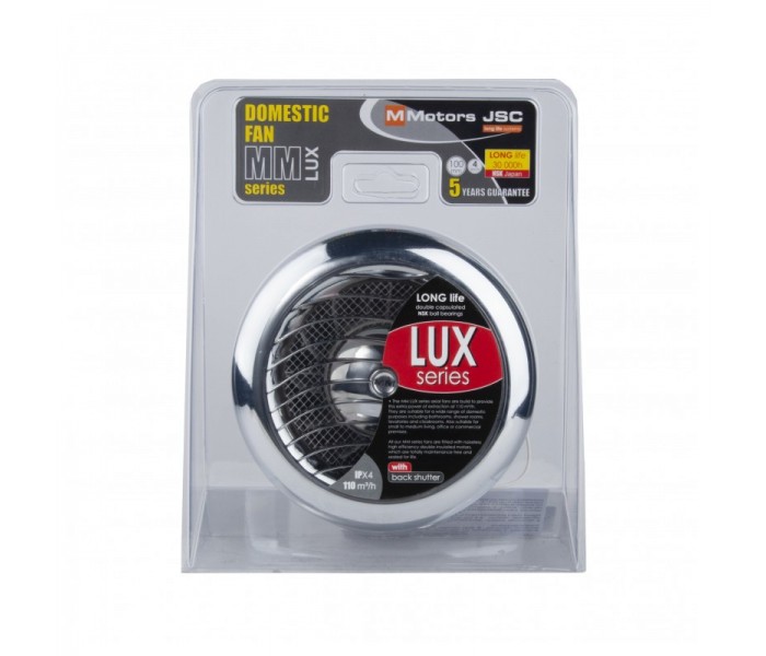 Дизайнерський вентилятор 110м.куб. Mmotors ММ-LUXE 100 у ванну хром
