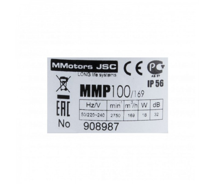 Дизайнерский вентилятор 169 м.куб. Mmotors MMP 100 в ванную стекло белый глянец