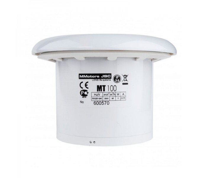 Вытяжной вентилятор 105 м.куб. Mmotors MT 100 в ванную белый