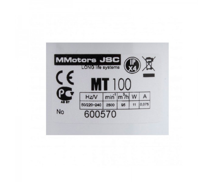 Вытяжной вентилятор 105 м.куб. Mmotors MT 100 в ванную белый