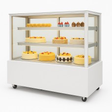 Вітрина холодильна кондитерська 150 л Hurakan HKN-LPD150S WHITE біла квадратне скло