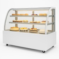 Вітрина холодильна кондитерська 210 л Hurakan HKN-LPD210 WHITE біла кругле скло