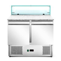 Саладетта 240 л Hurakan HKN-PZLGV2S 2 двери гранитная столешница стекло
