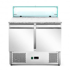 Саладетта 240 л Hurakan HKN-PZLGV2S 2 двері гранітна стільниця скло