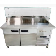 Стіл холодильний для піци 300 л Tehma 2х дверний зі склом