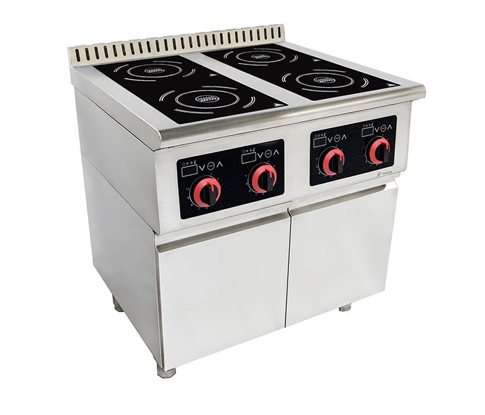Индукционная плита 4-х конфорочная Tehma Modular TMI 4xD4 800х720х850 4 кВт напольная с дверью