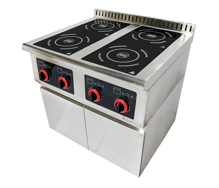 Индукционная плита 4-х конфорочная Tehma Modular TMI 4xD4 800х720х850 4 кВт напольная с дверью