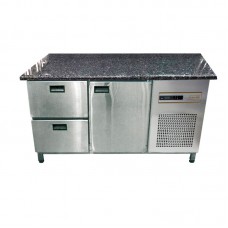 Холодильный стол Tehma 1 дверь / 2 выдвижных ящика с гранитной столешницей 270 л