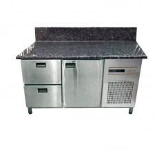 Холодильный стол Tehma 1 дверь / 2 выдвижных ящика с гранитной столешницей / борт 270 л