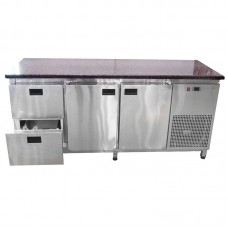 Холодильный стол Tehma 2 двери / 2 выдвижных ящика с гранитной столешницей 420 л