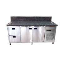 Холодильний стіл Tehma 2 двері / 2 висувні ящики з гранітною стільницею та заднім бортом 420 л
