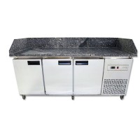 Холодильный стол Tehma 3 двери с гранитной столешницей / 3 борта h200mm 420 л