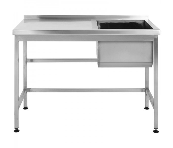 Стол производственный Tehma 1200х600х850мм с п/об бортом / моечной ванной 460х450х400мм справа